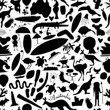 Australian life, nature and animals. Seamless pattern for your design