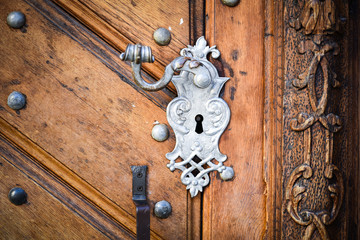 close up view of the historical doors within the streets of Prague