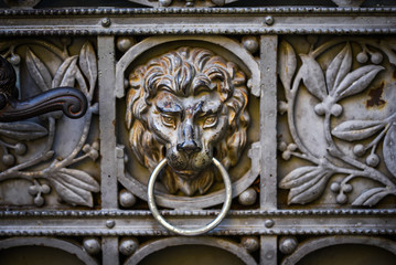 close up view of the historical doors within the streets of Prague