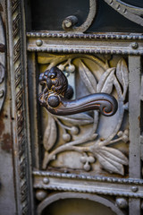 close up view of the historical doors within the streets of Prague