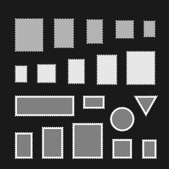 Post stamps set. Different postage symbols.