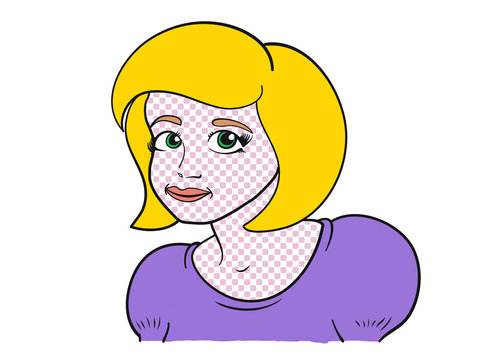 A pretty woman . face in Pop Art style. Vector Illustration