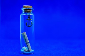 message in bottle in blue theme