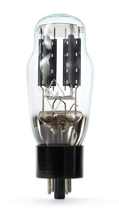 Old electronic radio tube on a white background. Clipping path included.