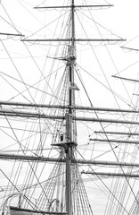 Fototapeta premium Mast with rigging of old sailing ship