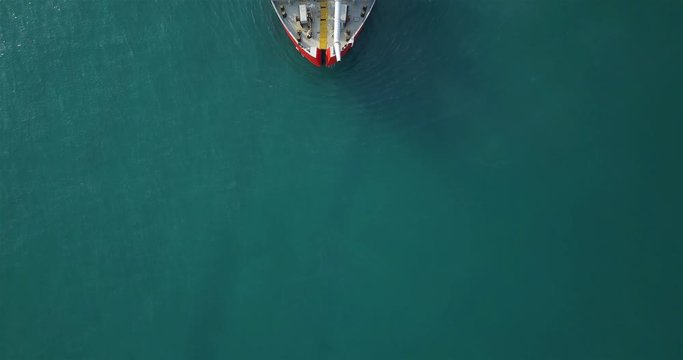 Aerial footage over Sand dredging ship in Mediterranean Sea Drone view over Sand dredging ship in Mediterranean Sea