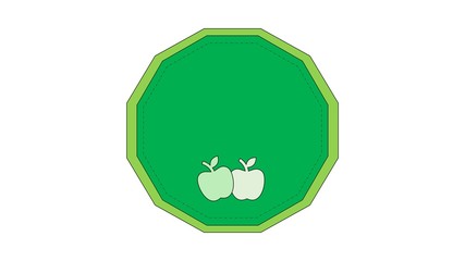 Grünes Label mit Äpfeln und Textfreiraum