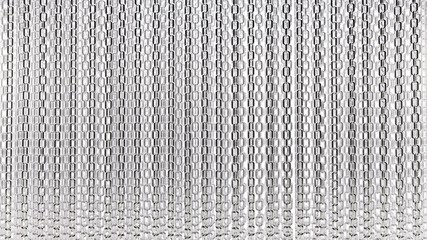 A curtain of shiny chains on a white background. 3d render.