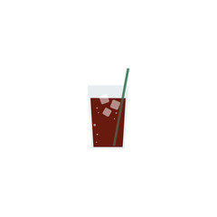 Cold coke drink in a glass flat vector illustration isolated on a white background.