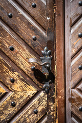 close up view of the historical doors within the streets of Prague