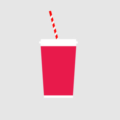 Drink in a red cup flat vector icon isolated on a white background.