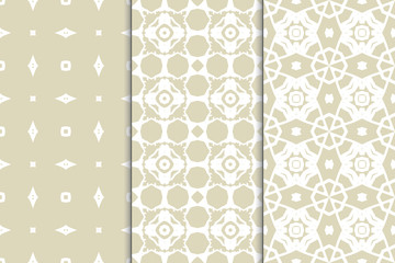 Set of seamless geometric ornaments. Abstract repeating textures. Ethnic template template for printing