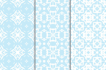 Set of seamless geometric ornaments. Abstract repeating textures. Ethnic template template for printing