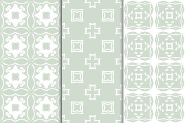 Set of seamless geometric ornaments. Abstract repeating textures. Ethnic template template for printing