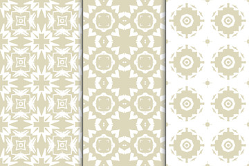 Set of seamless geometric ornaments. Abstract repeating textures. Ethnic template template for printing