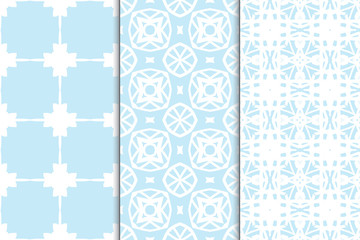 Set of seamless geometric ornaments. Abstract repeating textures. Ethnic template template for printing