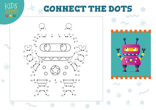 Connect The Dots Kids Mini Game Vector Illustration.