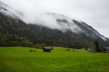 Mountains in the alps with clouds