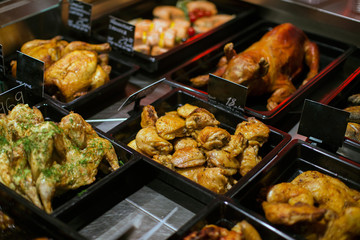 sale of fried poultry, cutlets, in the culinary department