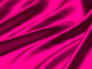 Fototapeta na wymiar Glossy Satin Sheet - Hot Pink Silk Folded Background - 3D Image of Crimson Brilliant Silken Texture Backdrop