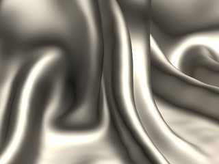 Shining Satin Sheet - Vanilla Silk Folded Background - 3D Image of Pearl Gray Brilliant Silken Texture Backdrop