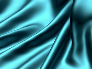 Brilliant Satin Sheet - Jewel Blue Silk Folded Background - 3D Image of Azure Glossy Silken Texture Backdrop