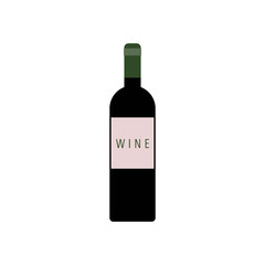 Red wine bottle flat vector illustration isolated on a white background.
