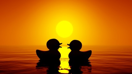 silhouette of a rubber ducks