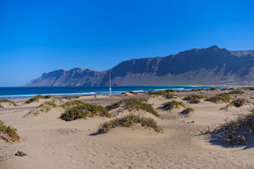 famous Famara surfer beach in Lanzarote, Canary Islands