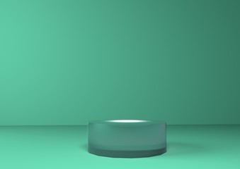 3D rendering background wall with Aqua Menthe display table simple rendering background wall, can be used for banner design items display background.