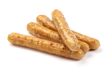 Grilled Chicken Sausages, isolated on white background