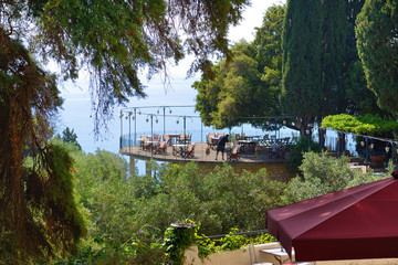 The sea view restaurant in Achilleion, Corfu island, Greece