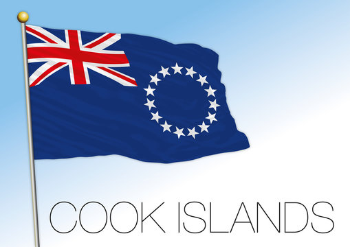 Cook Islands Official National Flag, Pacific Ocean, Vector Illustration