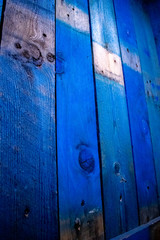 Vivid Blue wooden tiles, blue wooden wall made of pallets