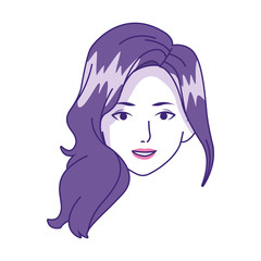woman with long hair icon, flat design
