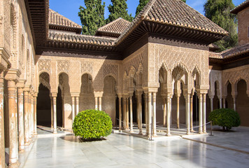 Courtyard of the Lions in the Alhambra, Granada, Spain