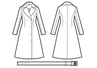 womans classic coat bw sketch