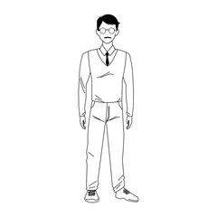adult man with sweater and tie, flat design
