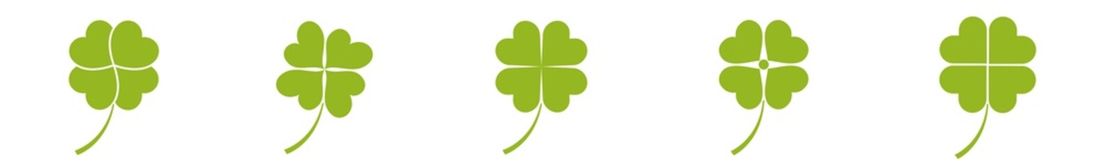 Shamrock Icon Green | Shamrocks | Four Leaf Clover | Irish Symbol | St Patrick's Day Logo | Luck Sign | Isolated | Variations