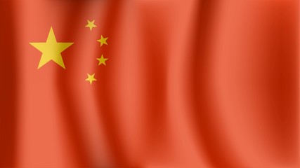 Vector background with Chinese flag, China flag rippled in the wind