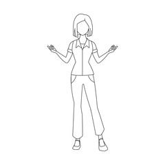 woman standing with arms open, flat design