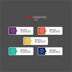 Business data visualization. Infographic element with icons and options or steps. Can be used for process, presentation, diagram, workflow layout, info graph, web design. Vector business template.