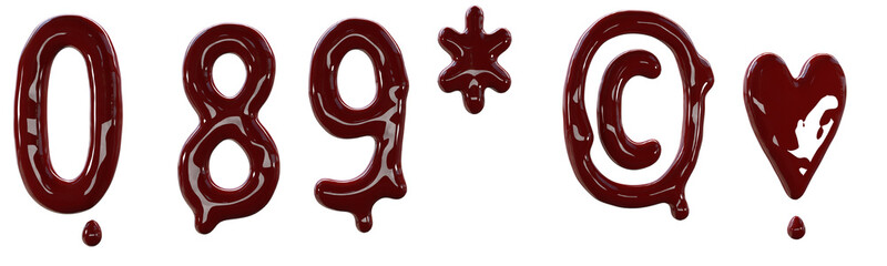Creepy letters made from red fresh blood. 3d render isolated on white background. - 315470771