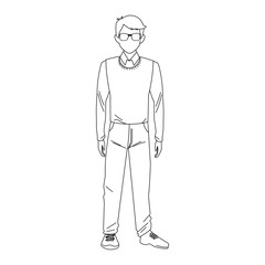 man with casual clothes standing icon, flat design