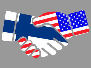 Finland and USA flags Handshake vector