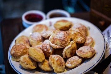 traditional czech delights - mini donuts with mix marmalade