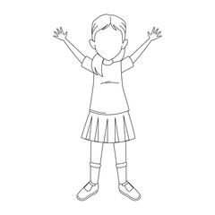 girl with open arms icon, flat design