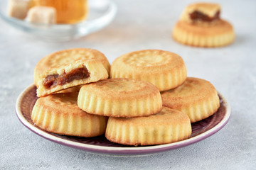 Traditional arabic sweets with dates and walnut. Maaamoul cookies