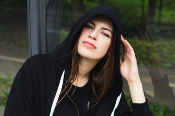 Rebel girl in black sweater