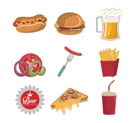 bundle of fast food icons vector illustration design